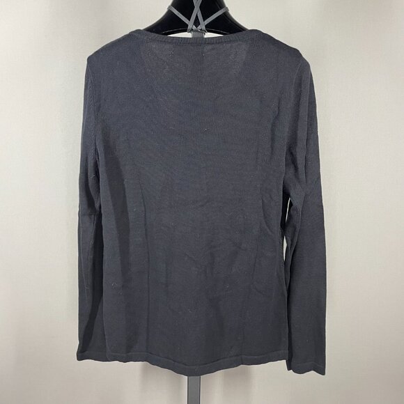 NEW Calvin Klein Sweater Womens Medium black knit chevron preppy casual - Picture 8 of 10